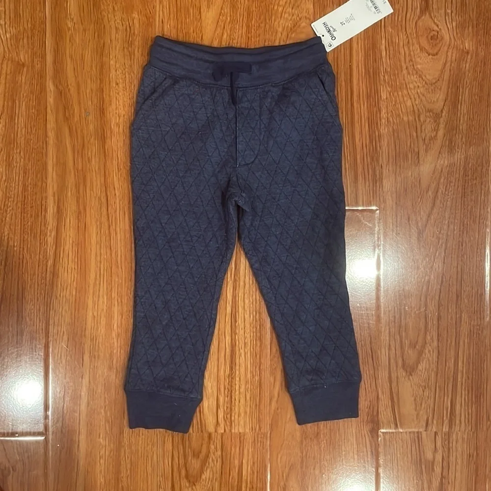 NWT TODDLER 2T OSHKOSH NAVY BLUE JOGGER PANTS QUILTED STYLE​​​​​​​